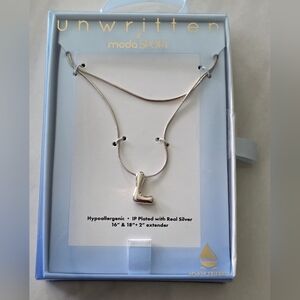Unwritten Silver 'L' Pendant Necklace Women New